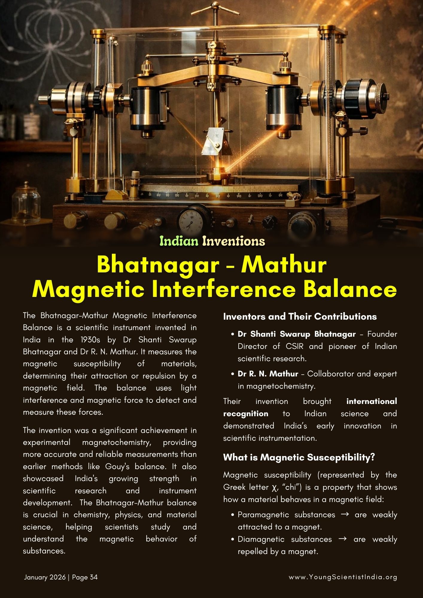 Bhatnagar-Mathur Magnetic Interference Balance